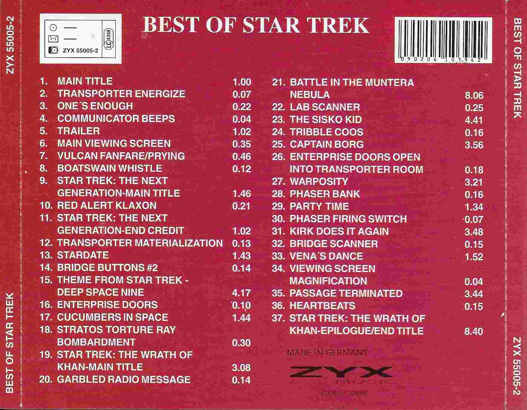 Picture of 2YX 550052 The best of star trek by artist Alexander Courage / Various from the BBC records and Tapes library
